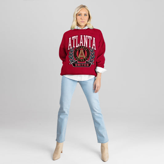 ATLANTA UNITED FC CLASSIC ARCHIVES PREMIUM FLEECE DROP SHOULDER CREWNECK PULLOVER