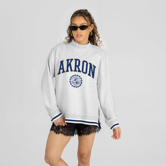 AKRON ZIPS RALLY POINT CONTRAST MOCKNECK PULLOVER