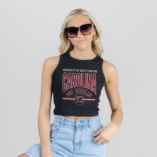 SOUTH CAROLINA GAMECOCKS MIC DROP ESSENTIAL RIBBED CROP TANK